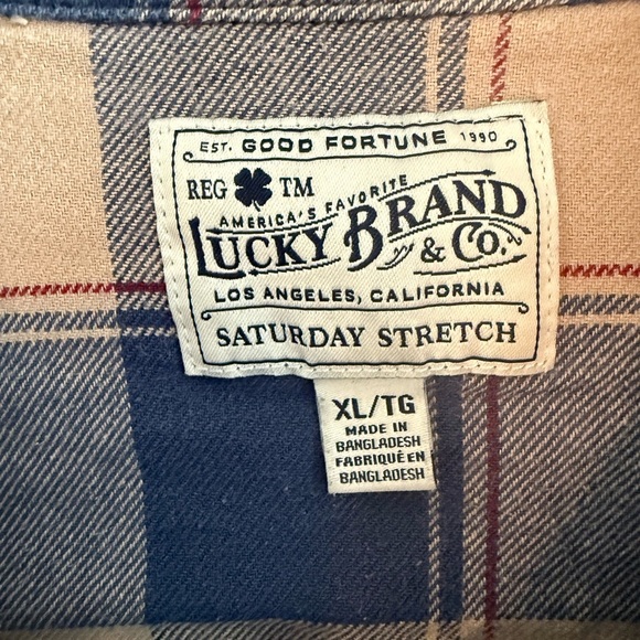 Lucky Brand Blue and Beige Plaid Women's Shirt, XL - Picture 4 of 6